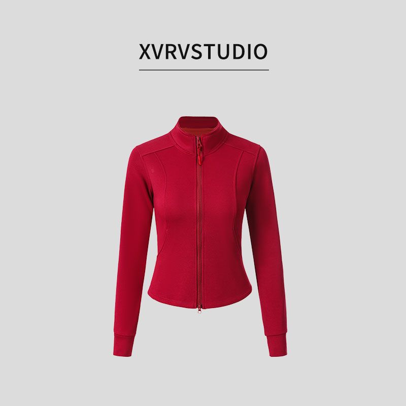 XVRV2025秋冬新品时尚百搭修身显瘦运动纯色立领拉链小外套女上衣