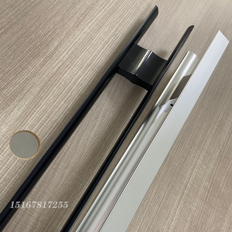 店铺推拉包边铝合金移门无u框玻璃门拉手木门把手大门拉手银色实