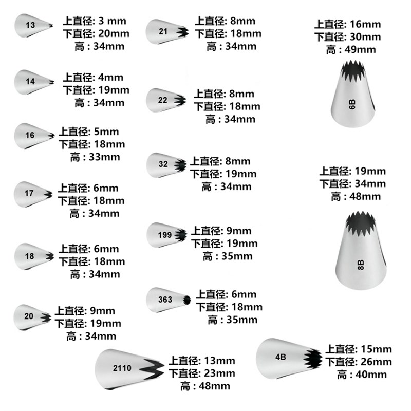 惠尔通花嘴开放星形13\14\16\18\20\21\22\32\199\363\T1M\4B\6B8