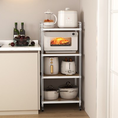 三层微波炉架子置物架加厚加粗y不锈钢厨房落地多层烤箱一体收纳