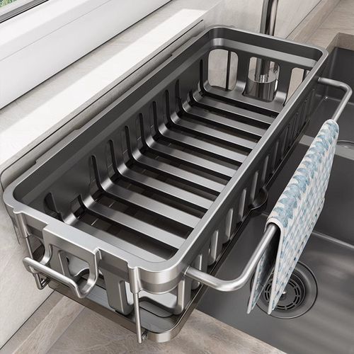 加厚厨房抹布置物架n免打孔水槽洗碗池挂篮壁挂式家用沥水收纳架