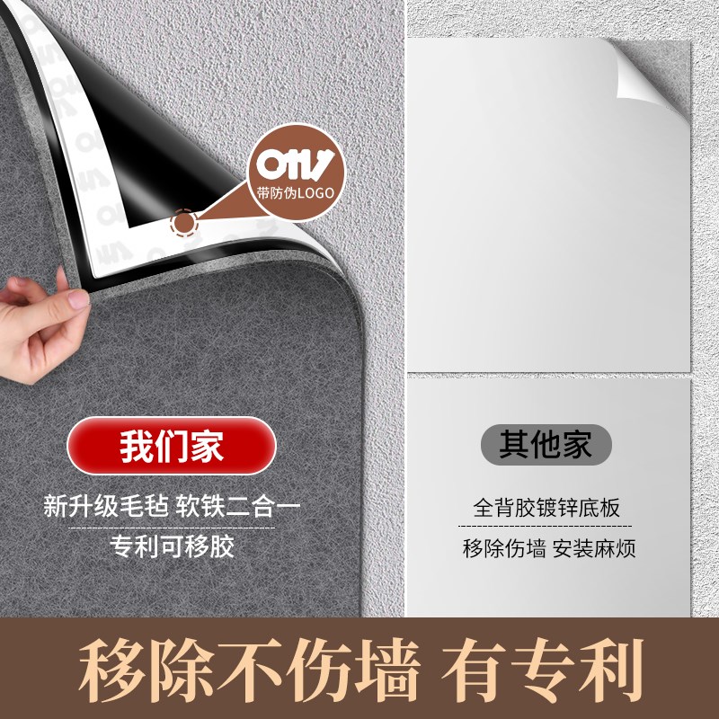吸磁性书画毛毡d墙贴可移除不伤墙磁力镀锌板铁皮美术教学展示国