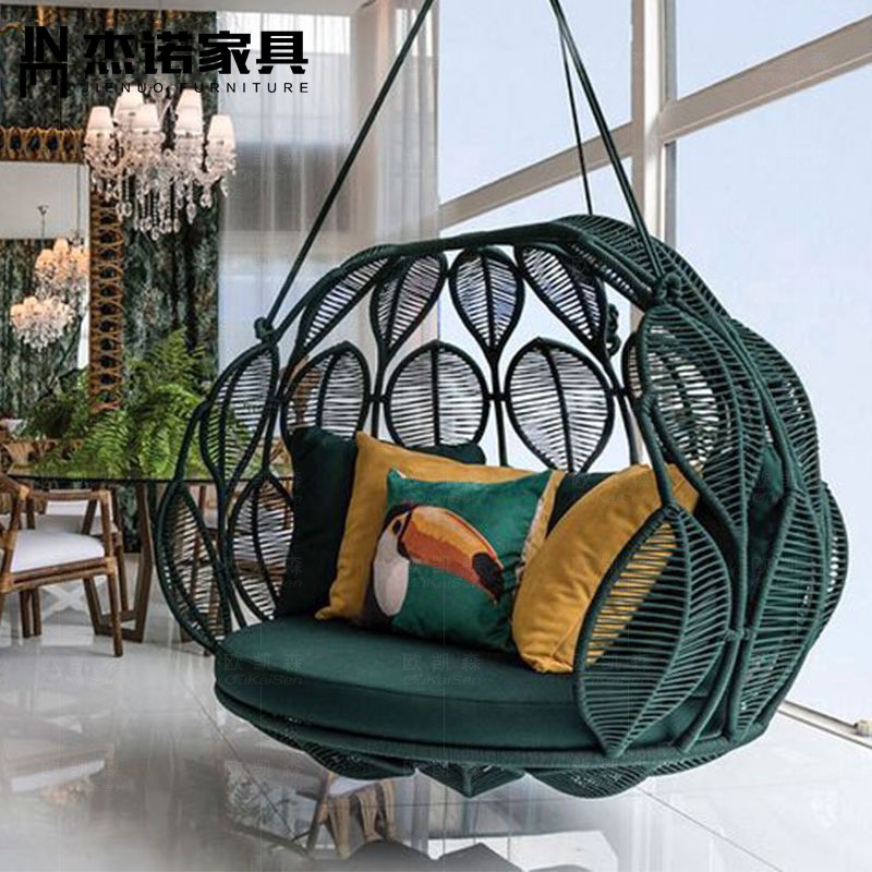 北欧鸟巢吊椅秋千篮藤椅户外庭院室内落地家用摇篮阳台样板房吊床