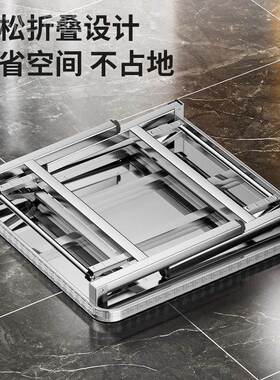 304特厚不锈折钢叠正方形桌商用家方用出租收房学校工地便纳HUP长