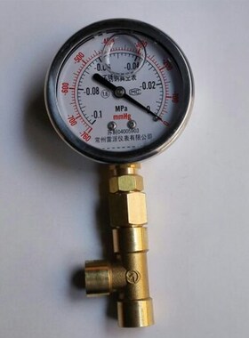 不锈钢外壳铜接头 耐震真空表60mm63mm 含三通接头 010mpa