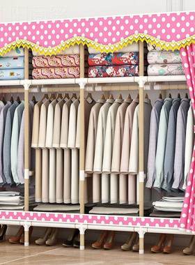 衣柜简易组衣DJA橱实木布衣家柜收纳架衣柜地用卧装室落立式储物