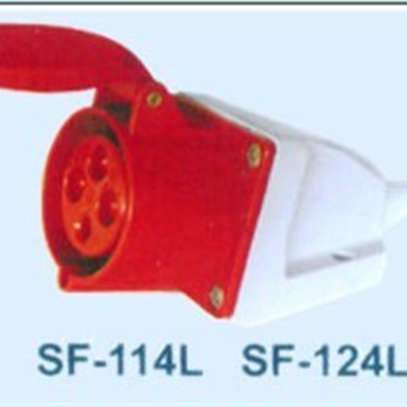 工业插座  SF-114L 16A  四级明装插座带电缆保护套 红色