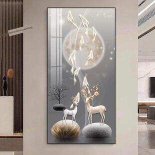 入口入口装饰画客厅走廊过道麋鹿意思好容易接近豪华高雅的水晶瓷