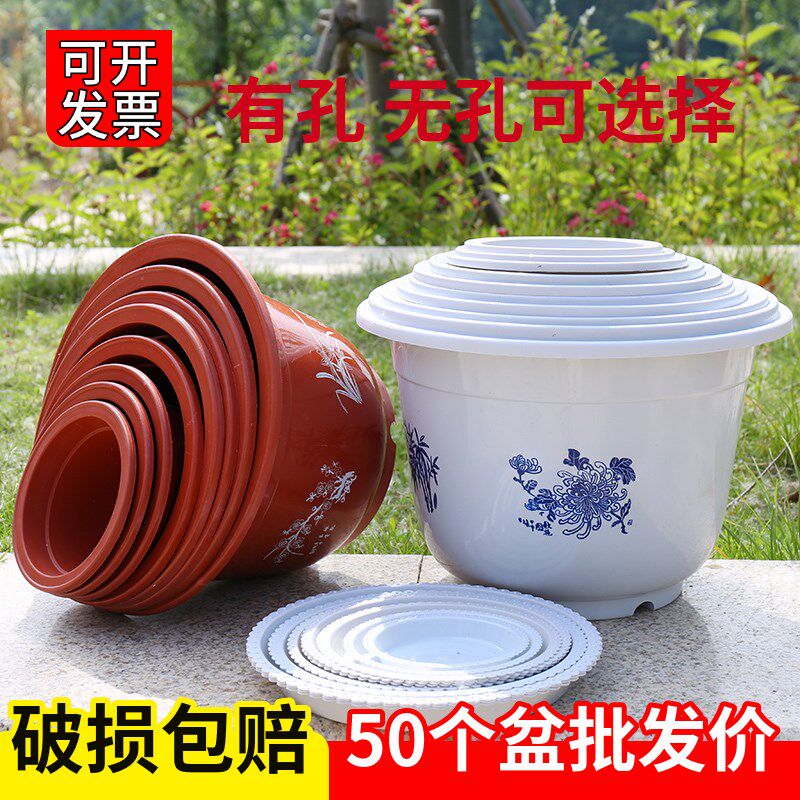 塑料花盆睡莲无孔有m孔耐用碗莲绿萝育苗盆低价促销处理加厚特大
