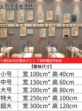 书法培训机构教室环创布置墙面装饰画 画汉字演变发展历程Z文化墙