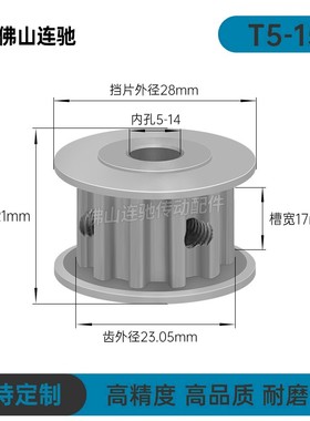 T5-15齿 同步轮 T515齿 AF型 槽宽11/17 同步皮带轮 孔5- 齿轮