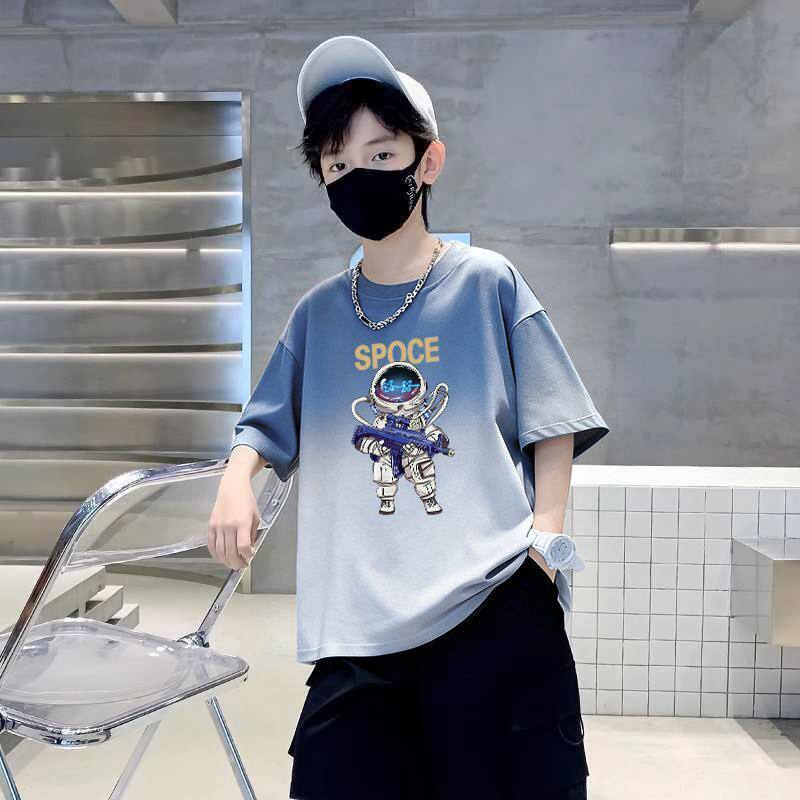 男童夏季渐变短袖T恤2026新款扎染中大童男孩潮牌休闲百搭上衣服