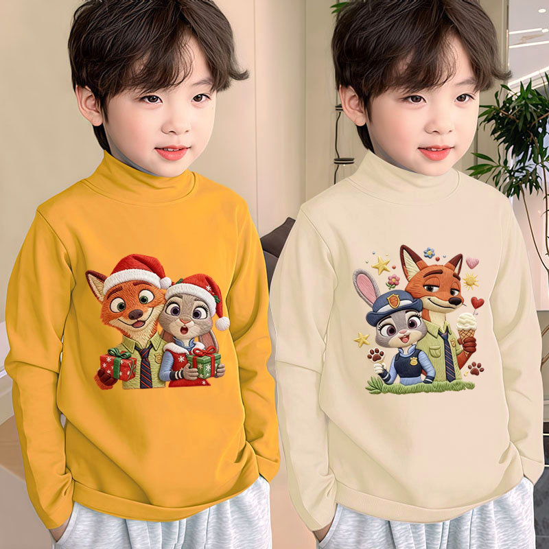 男童长袖T恤疯狂动物城2025新款秋冬季中大童洋气保暖内搭打底衫