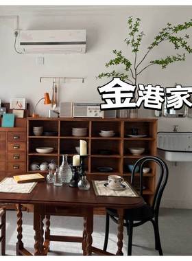 实木展示柜斗柜物45397铺收纳柜杂货杂碗盘陈列餐边柜茶具柜格子