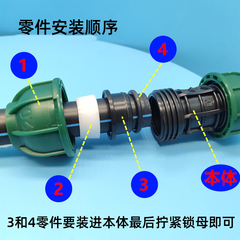 pe水管快速接头PE快接管件外丝内丝直通内外丝活接管套直接202532
