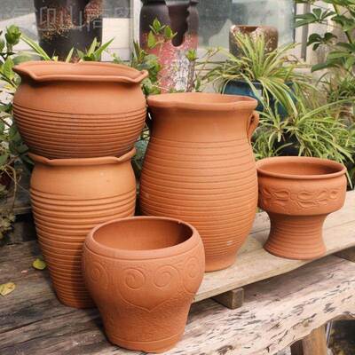 无釉老透气三角梅红花盆陶大号月季素土陶68102罐陶瓷高筒多肉桩