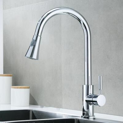 不16556抽锈钢厨房冷热拉水盆龙头可旋转电镀冷暖水槽洗式菜龙头