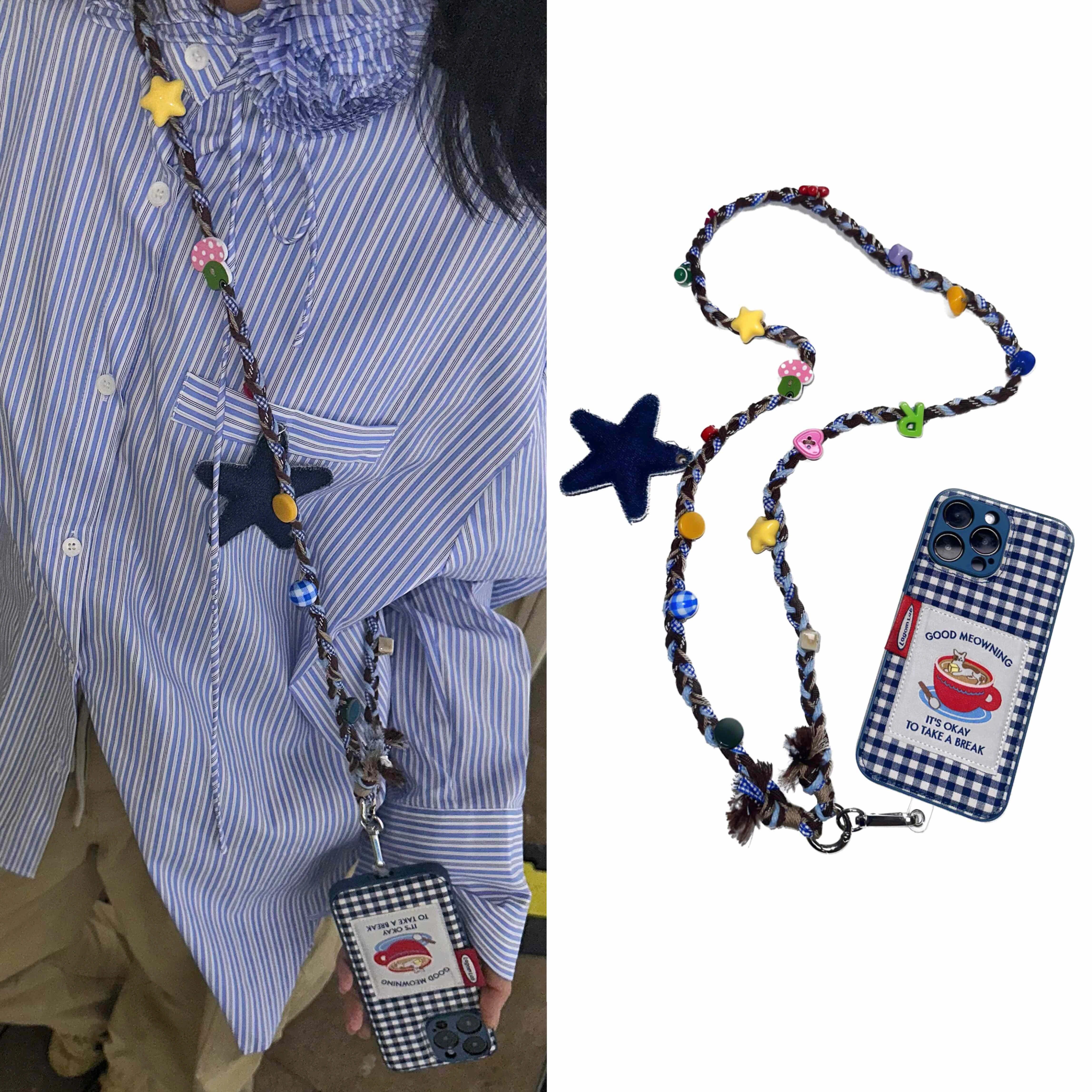 【糖果星星】手工编织手机链挂件斜挎可爱少女挂脖气质设计挂件,模玩/动漫/周边/娃圈三坑/桌游,动漫挂件/文具,淘宝优惠券,粉丝福利购,淘宝优惠卷