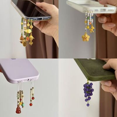 手机壳diy串珠小星星小挂件挂链手机链中式手机链送闺蜜串珠配饰