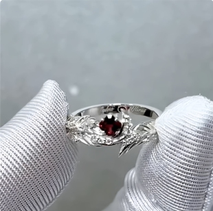 恋与衍生同款深空秦彻灵羽相契羽毛婚戒浪漫轻奢公主方红宝石戒指