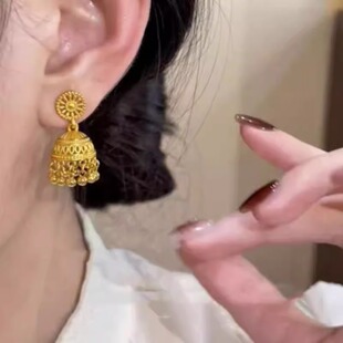 水母流苏耳坠国潮轻奢高级独特气质秋冬女古法宫灯耳环钉精致配饰