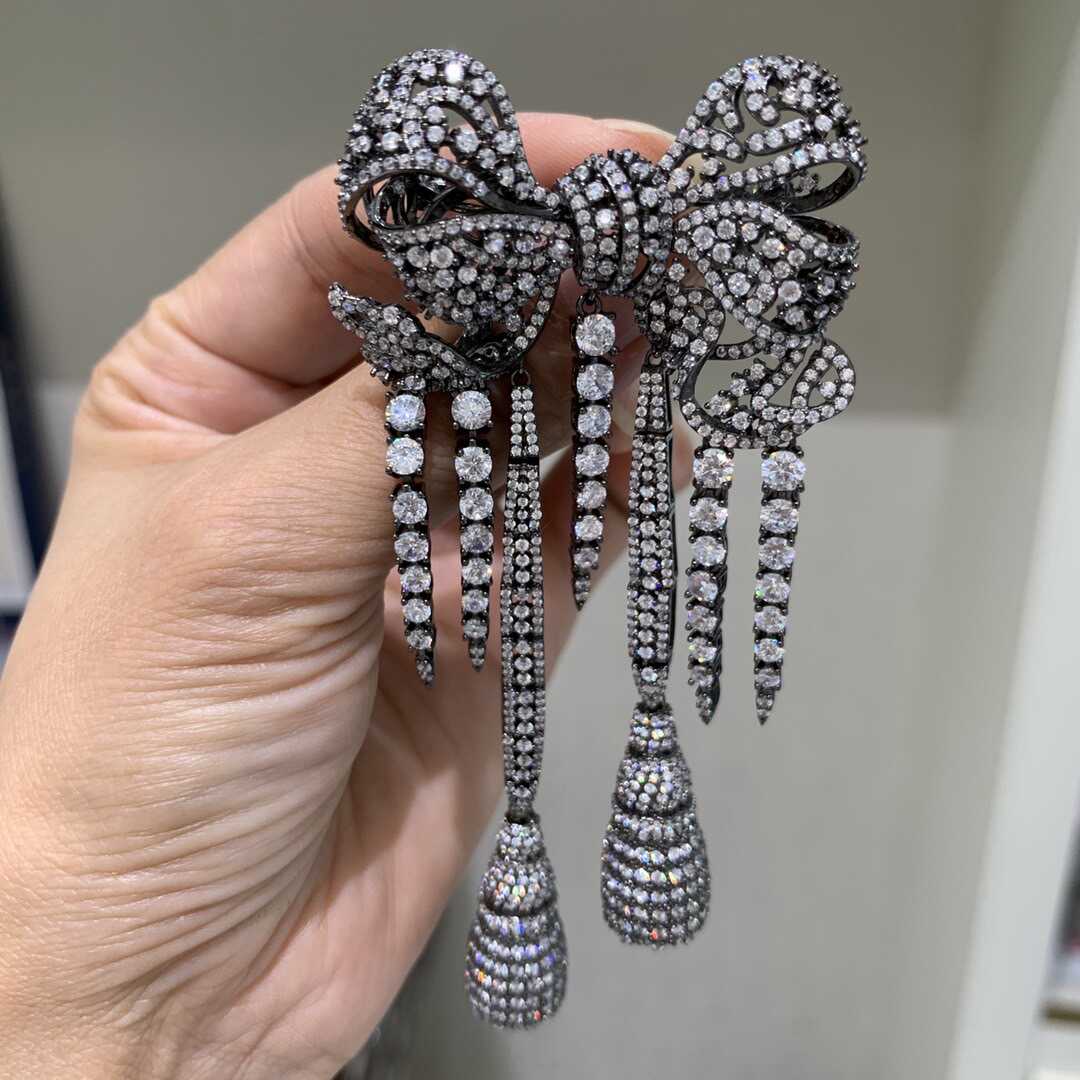 卢浮宫大襟花胸针覆古重工宫廷蝴蝶结流苏欧仁妮皇后同款镶钻欧美