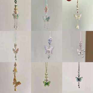 新中式国风高颜值小蝴蝶手机链包挂手机挂件编绳钥匙扣小众送礼物