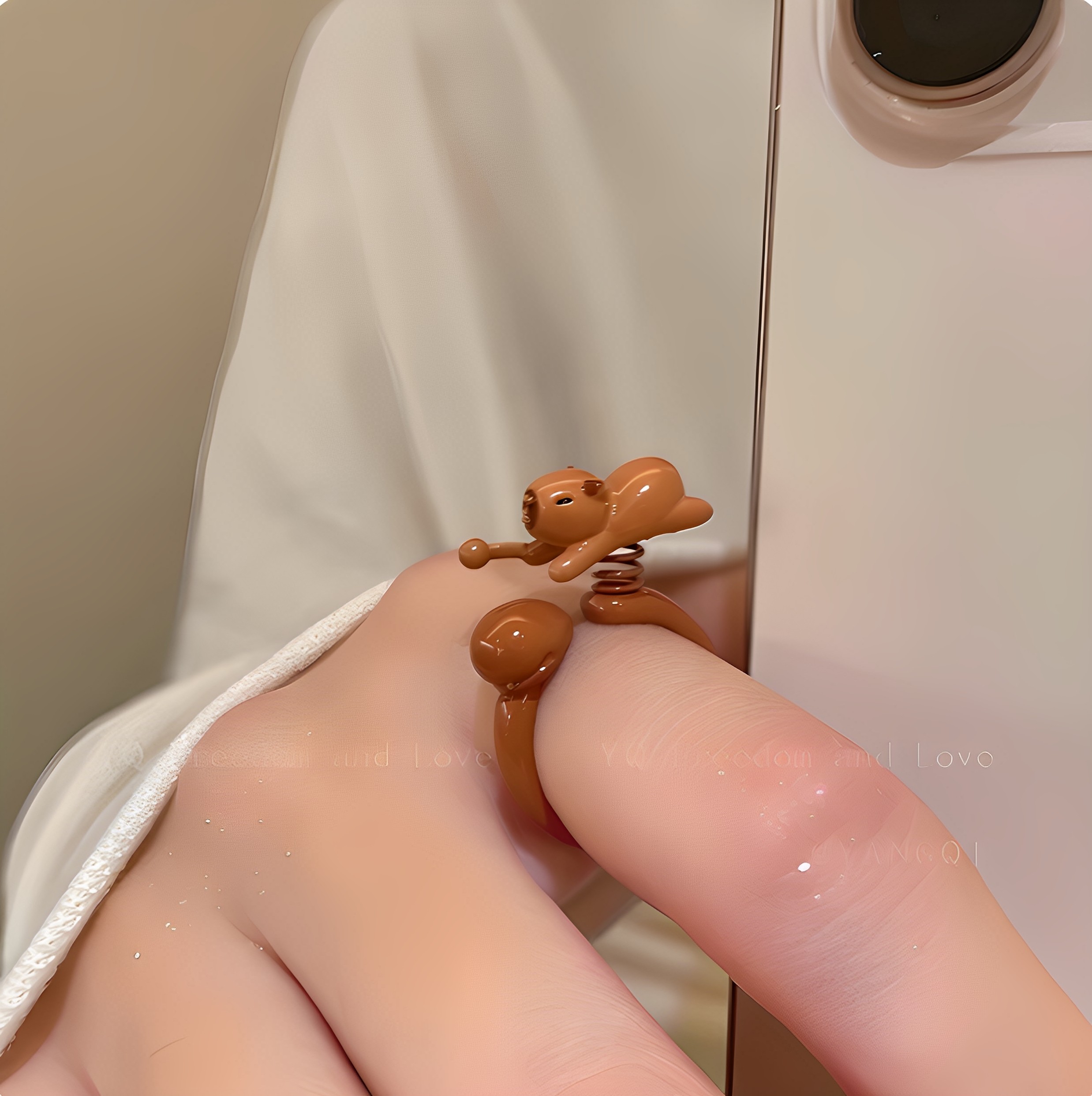 原创可爱趣味卡通动物开口戒指女小众设计感创意可旋转指环食指戒