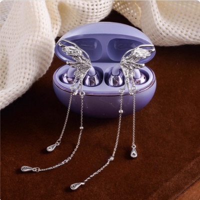 适用于freeclip镂空蝴蝶流苏耳机钻扣轻奢高级感小众设计耳机配饰