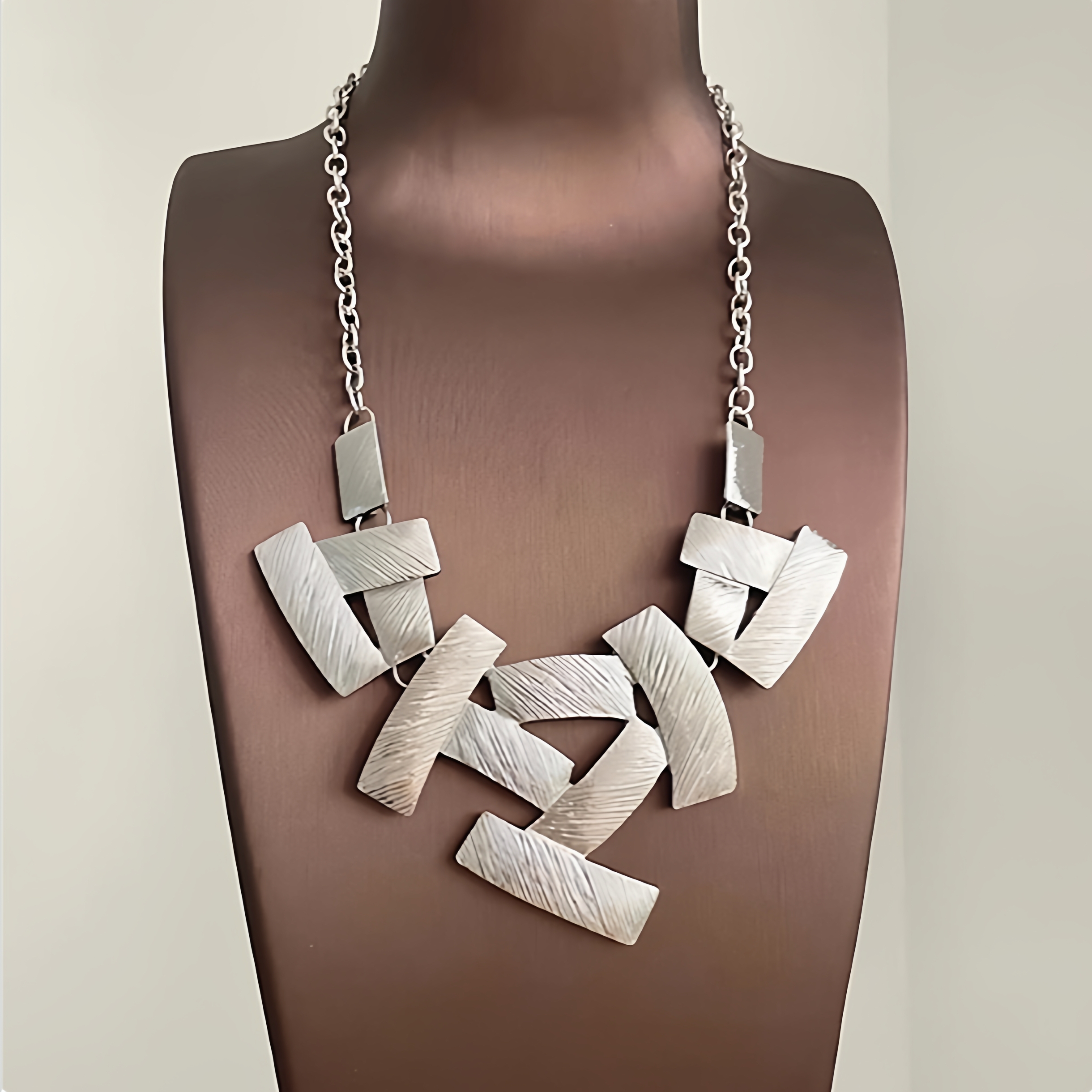 choker几何拼接项链金属质感个性夸张方块项饰Y2K风格百搭项饰品