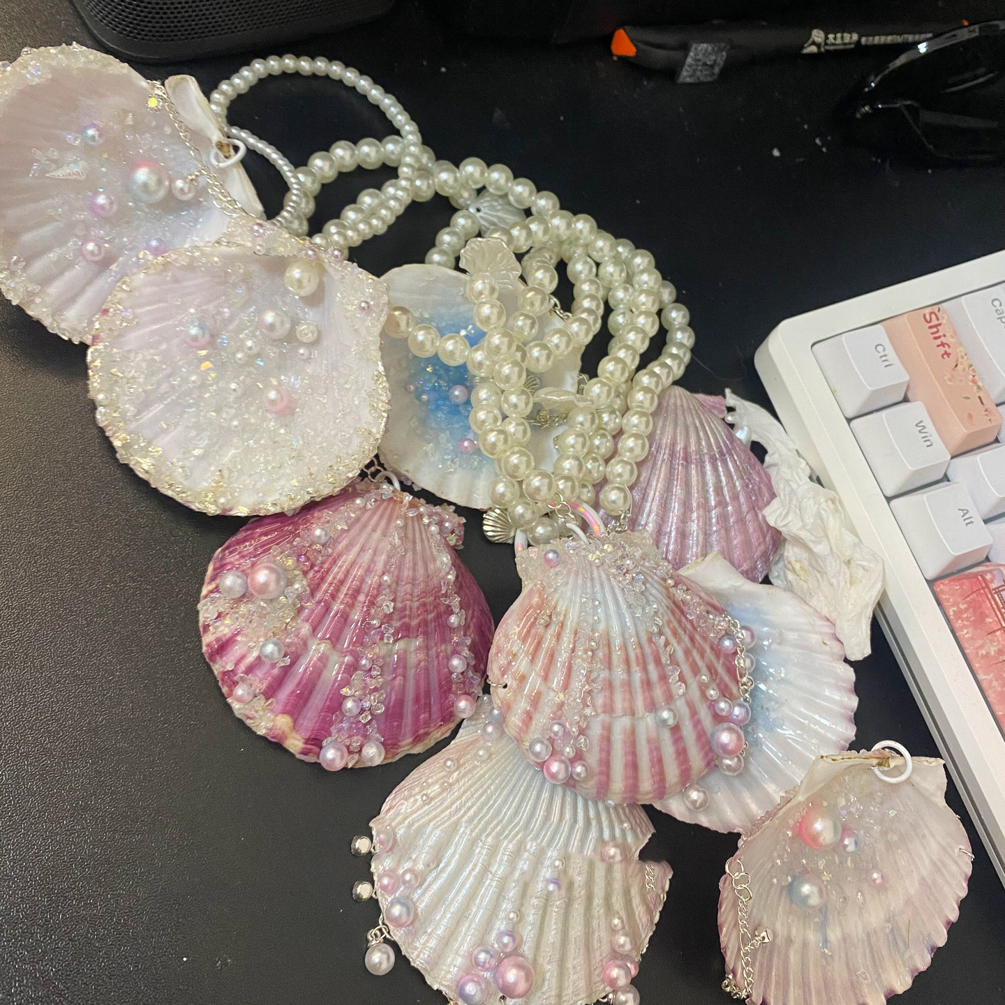 海洋系列~海神之吻人鱼贝壳挂件高颜值串珠甜美包包挂件少女流苏