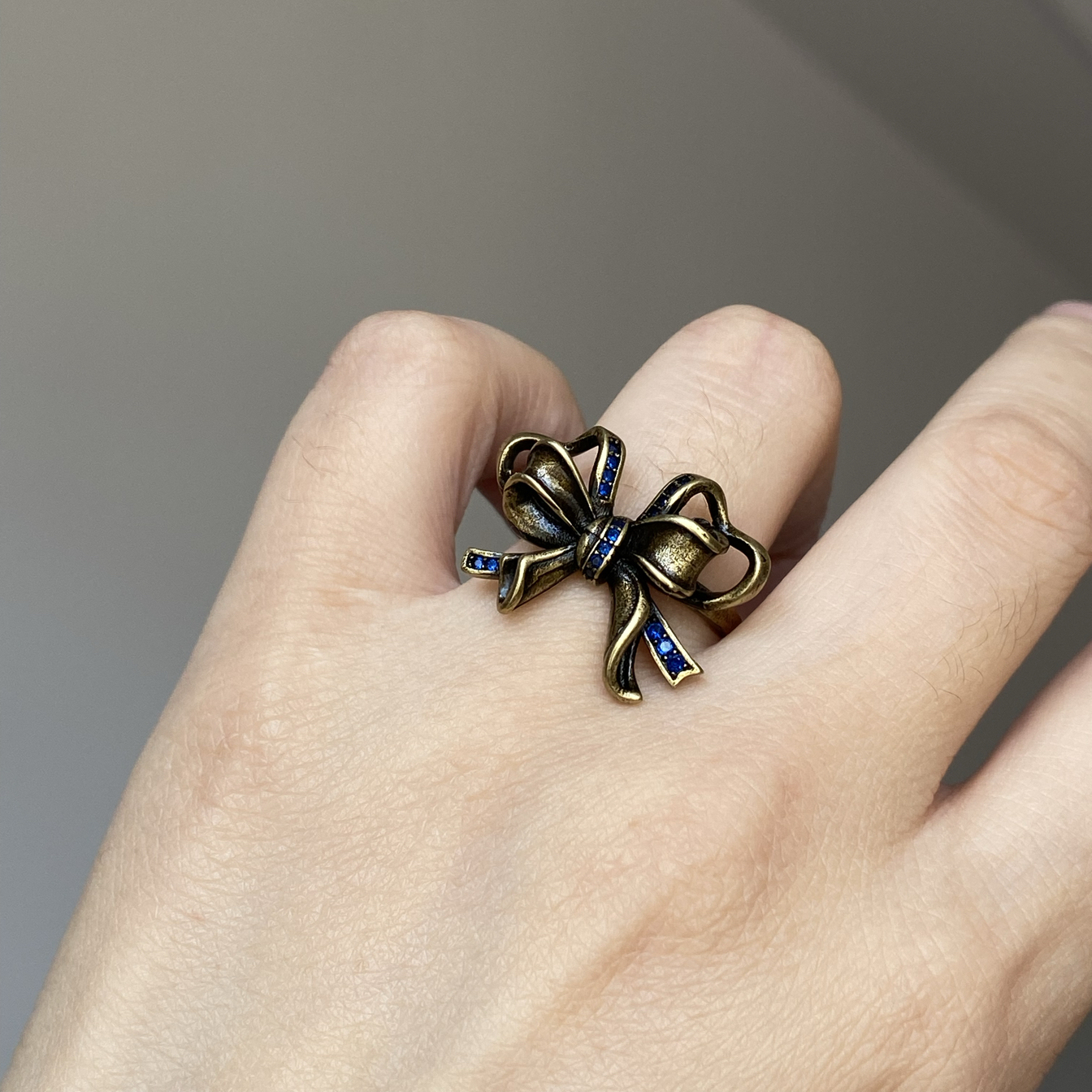 中古vintage做旧蝴蝶结戒指