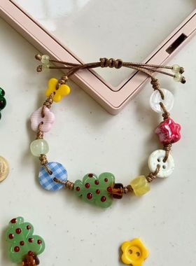 手作复古圣诞树串珠手链