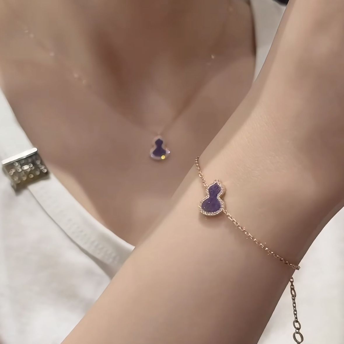 王楚钦同款紫色葫芦锁骨链女款