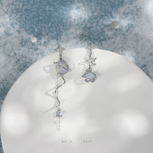 闪耀星河 原创不对称星星耳环适合度假出游甜酷辣妹耳钉耳夹耳饰
