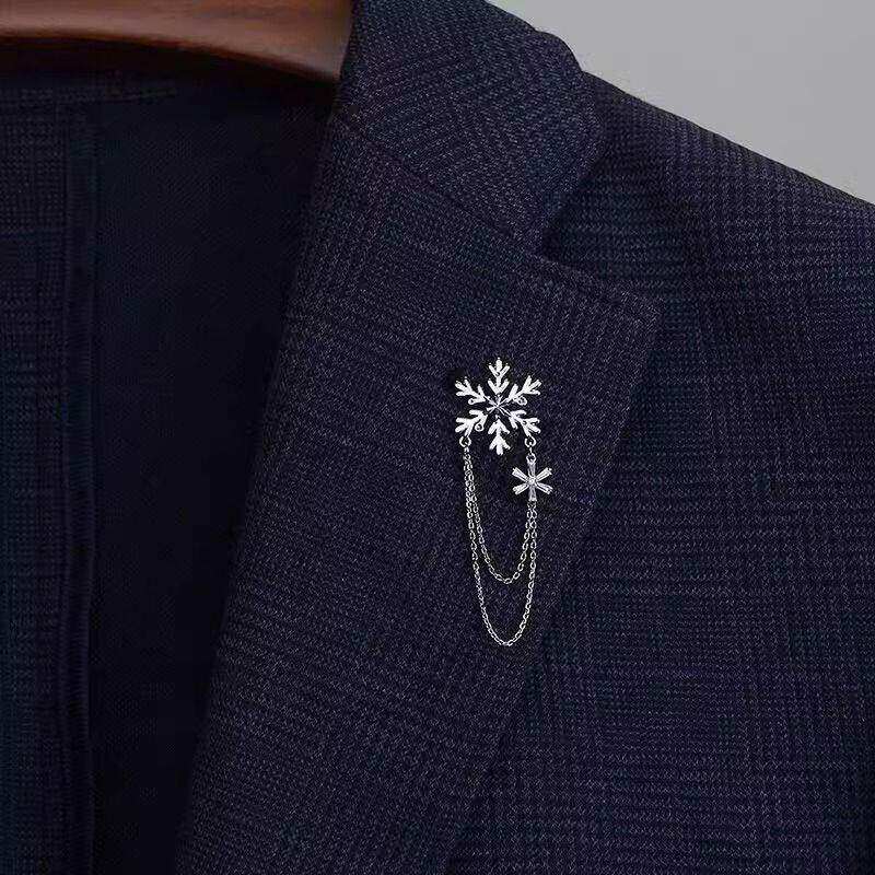 高档雪花流苏链条胸针防走光