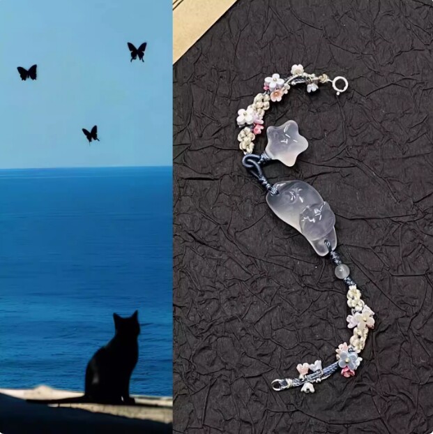 桂花树上桂花猫喵星人手链逐秋新中式轻奢时尚手串小众手环手饰