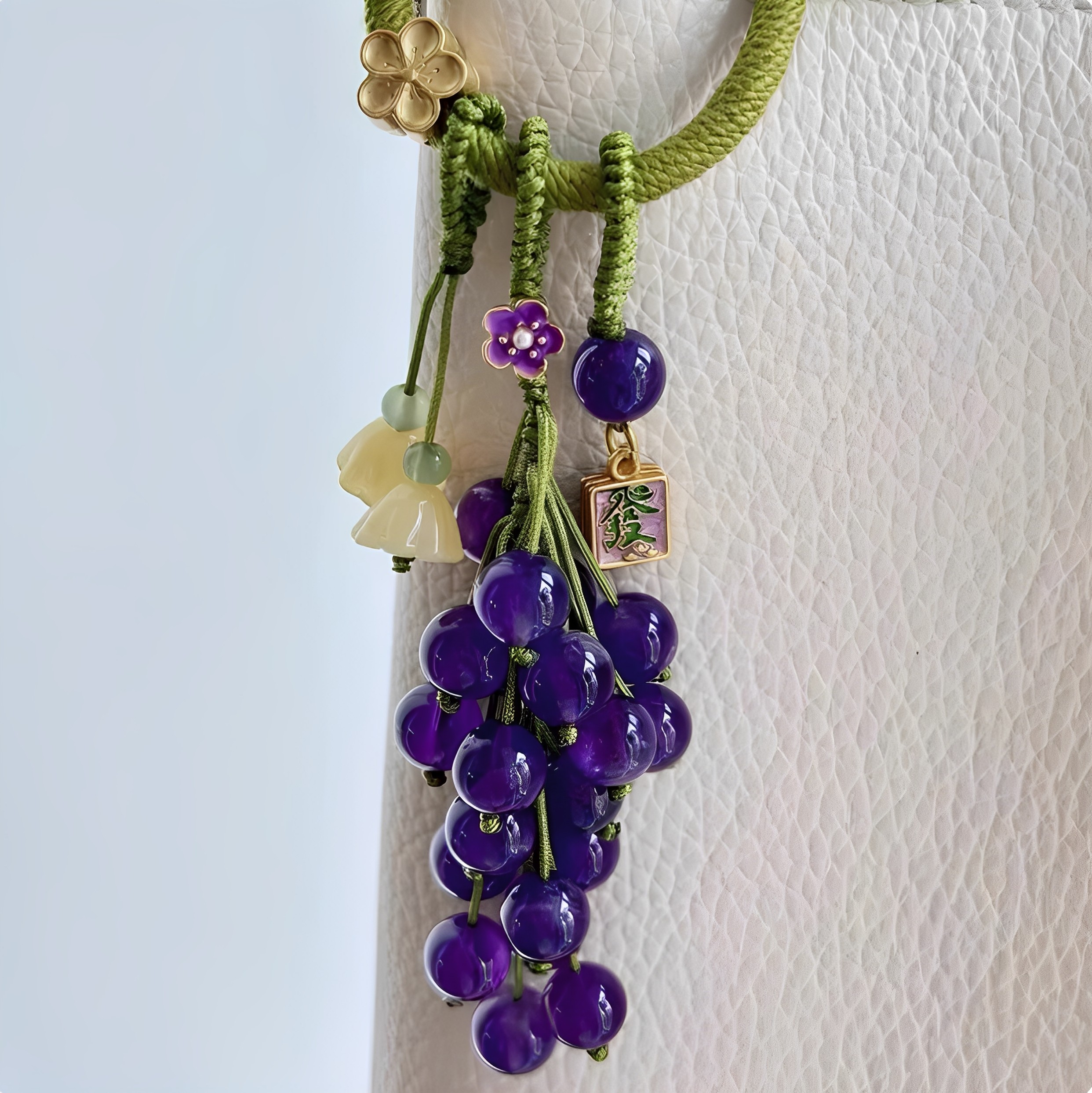 瑶池西望 紫葡萄串琉璃珠包包挂件钥匙挂件包挂车挂手机挂件招财,服饰配件/皮带/帽子/围巾,钥匙扣,淘宝优惠券,粉丝福利购,淘宝优惠卷