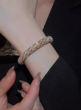 闪钻螺纹圆形开口手镯轻奢高级感气质手环女小众精致时尚手圈手饰