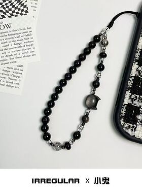 暗黑系手机链挂链黑色猫咪手机挂绳挂手腕高级挂件ccd相机配饰品