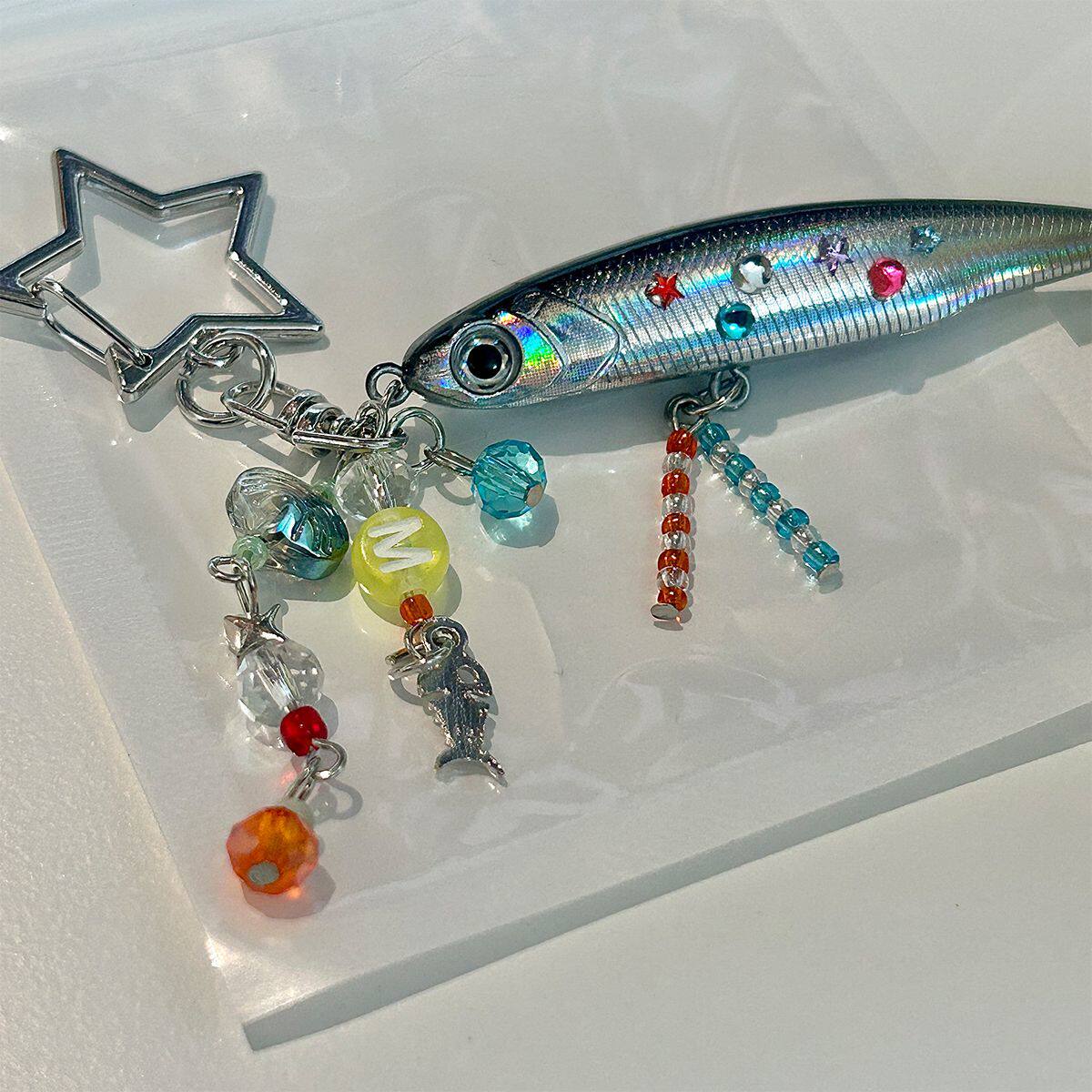 手作fish鱼钩包包挂件鱼饵钥匙扣个性创意手工钥匙扣背包挂件装饰