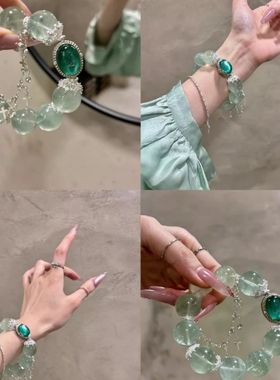 「绿幽灵」薄荷漫波绿串珠手串绿水晶串珠手串薄荷曼波手串新中式