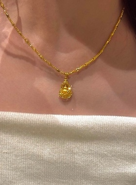 【心绽慧光】金色镂空葫芦吊坠项链女士新中式爆闪锁骨链气质大气