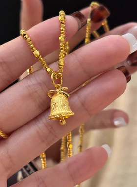 「铃语承欢」千金感金色拉丝星星铃铛项链女复古百搭圣诞节毛衣链