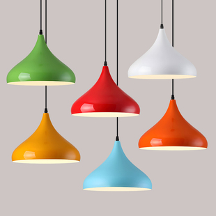 饭店专用单头吊灯工业风餐饮店餐厅餐馆火锅店铺商用灯具彩色灯罩