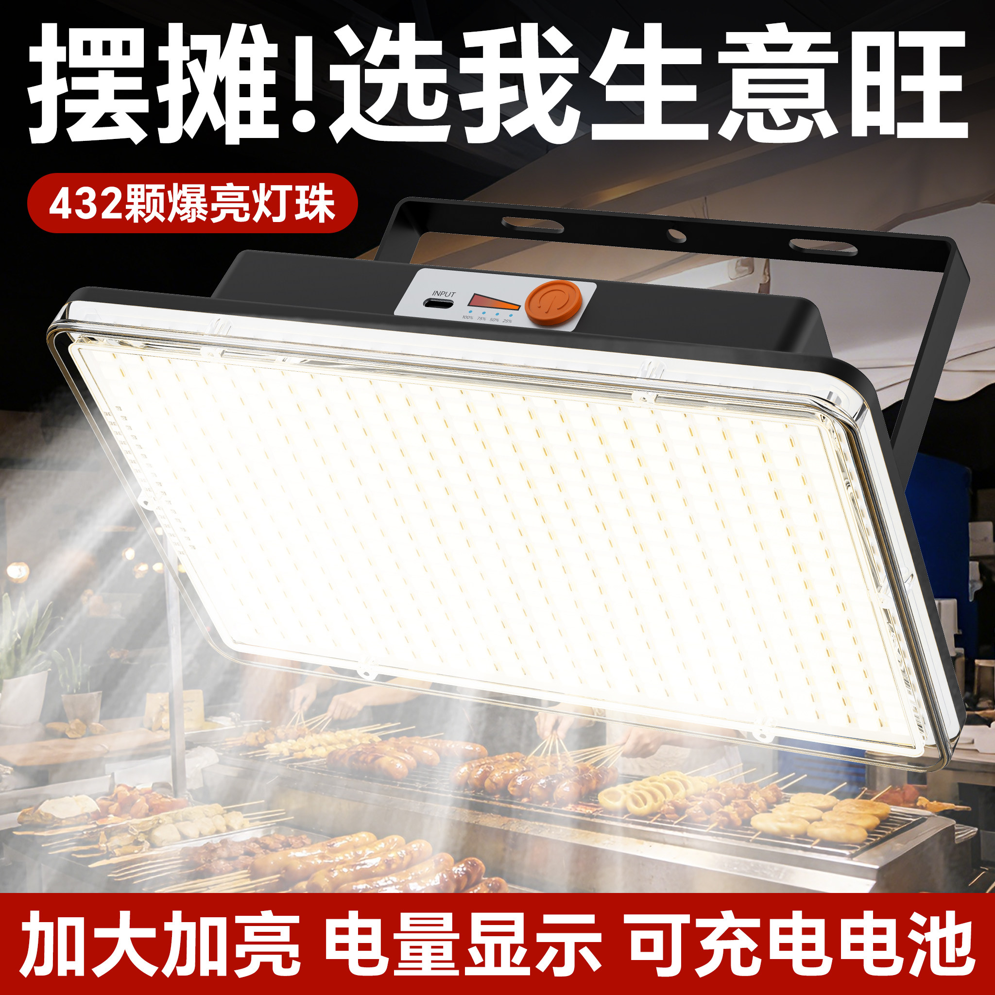 led户外照明灯超亮强光防水工地应急移动便携野外露营充电投光灯