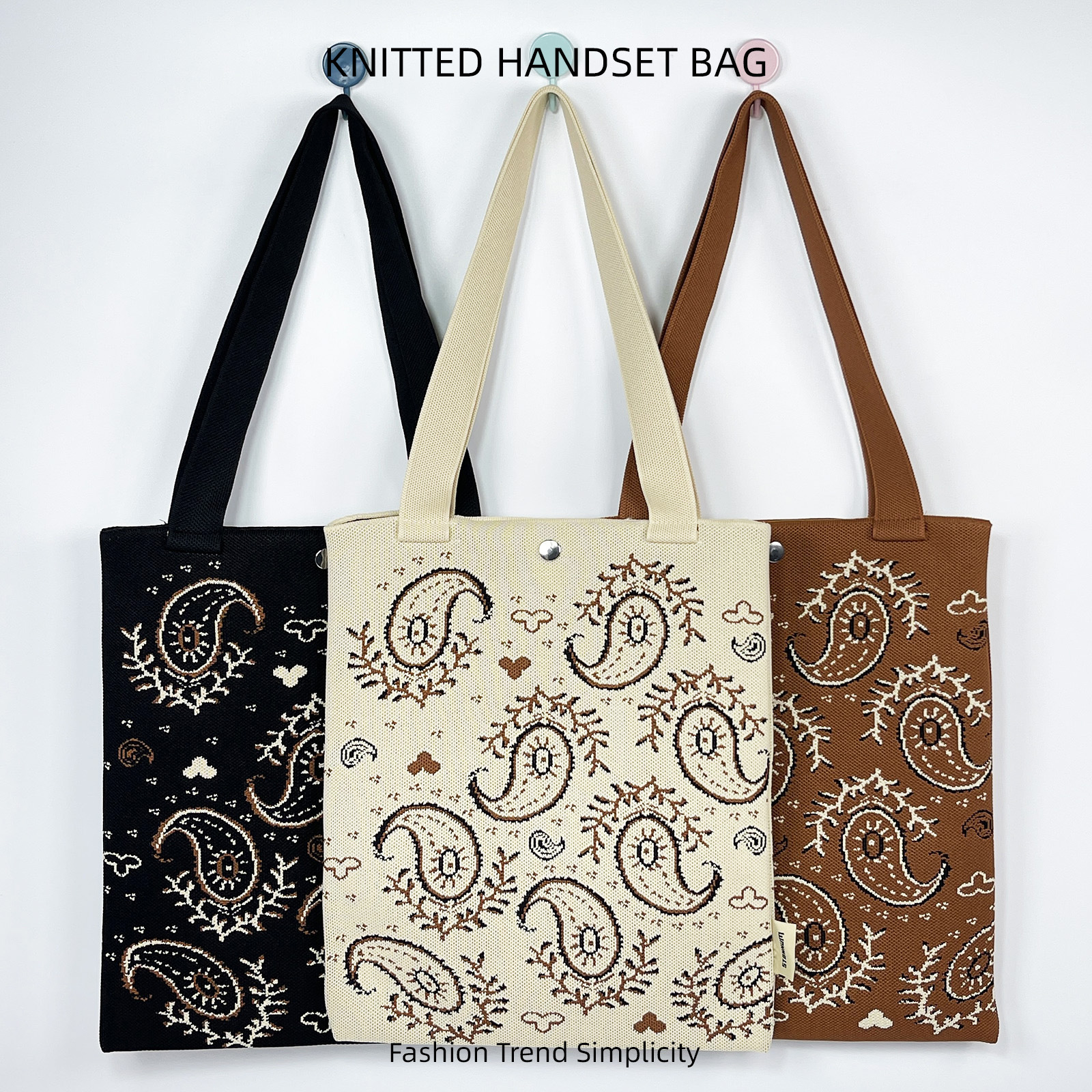 单肩包大容量针织手提袋休闲百搭