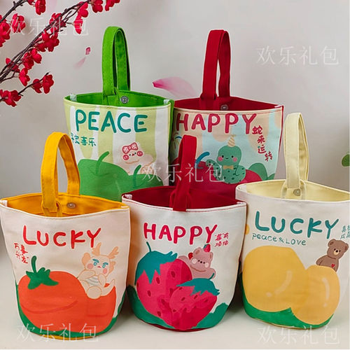 帆布水桶包儿童卡通伴手礼回礼袋