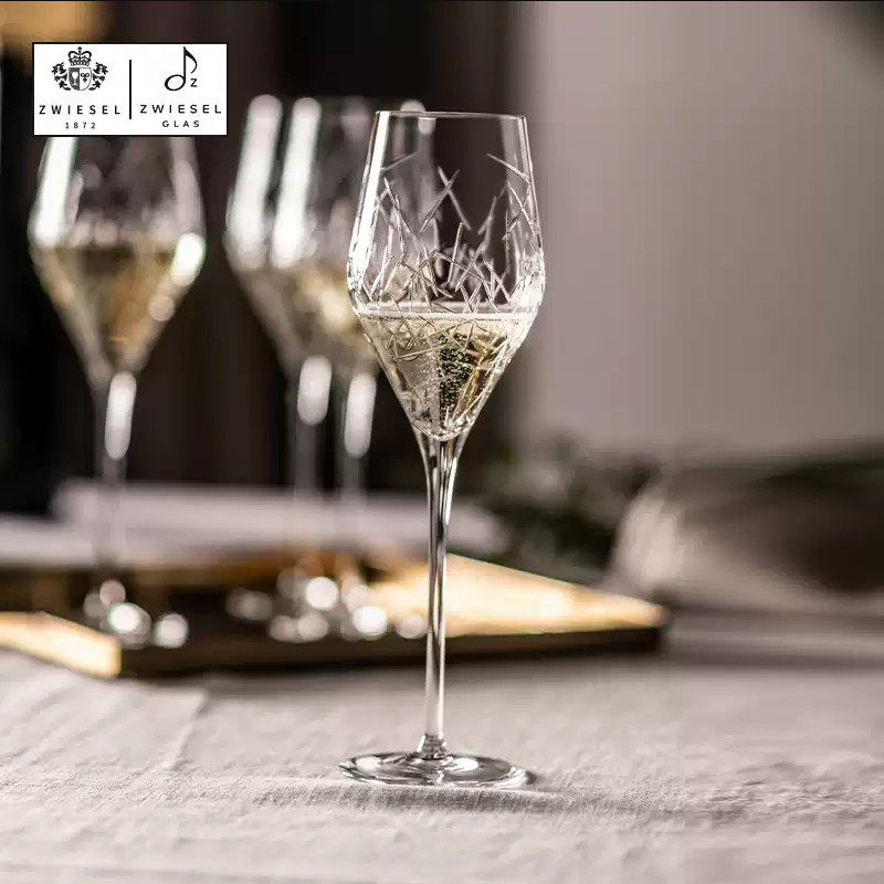 德国进口水晶玻璃手工轻奢高脚杯红酒杯刻花白葡萄酒杯子礼盒套装