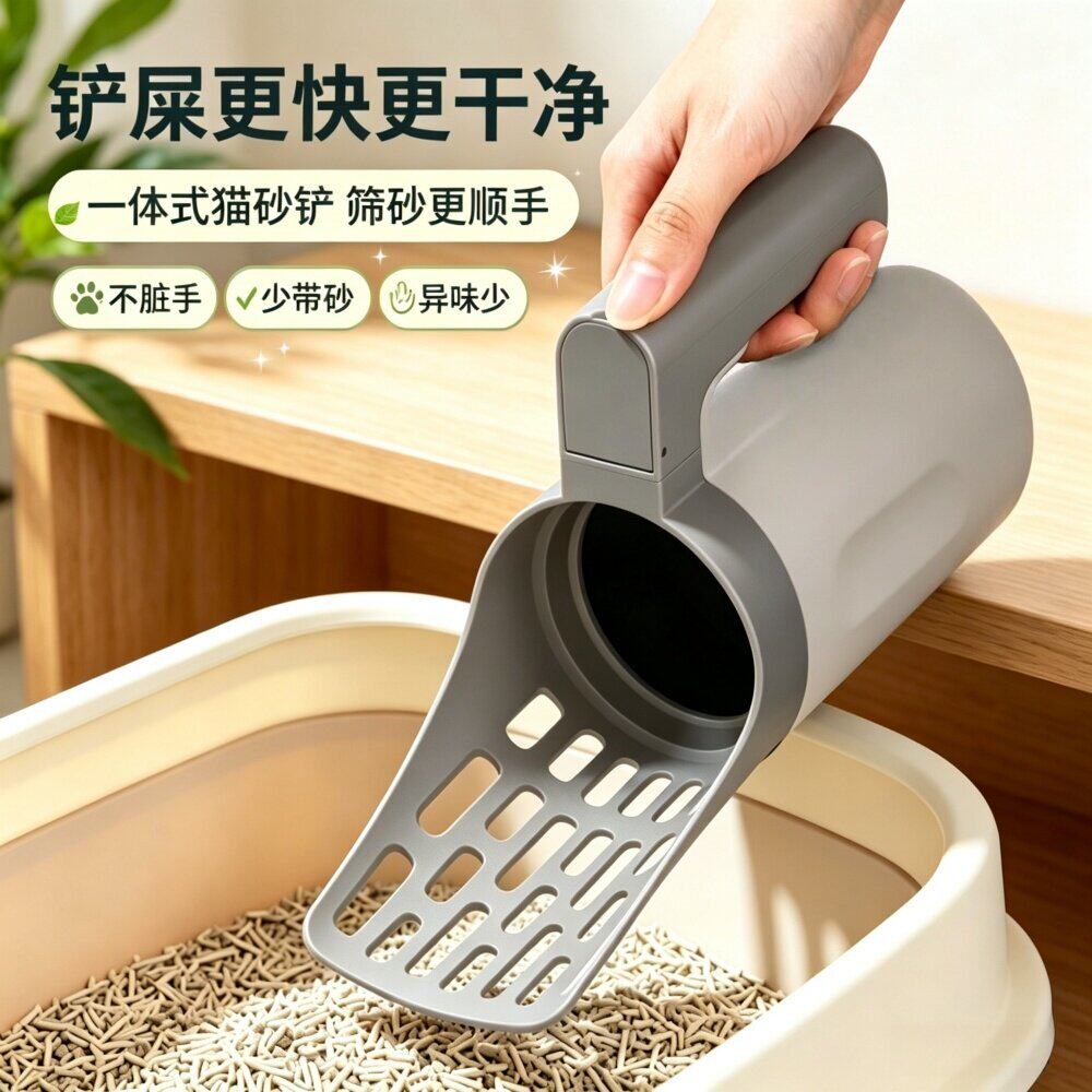 一体自动铲屎猫砂铲自带袋